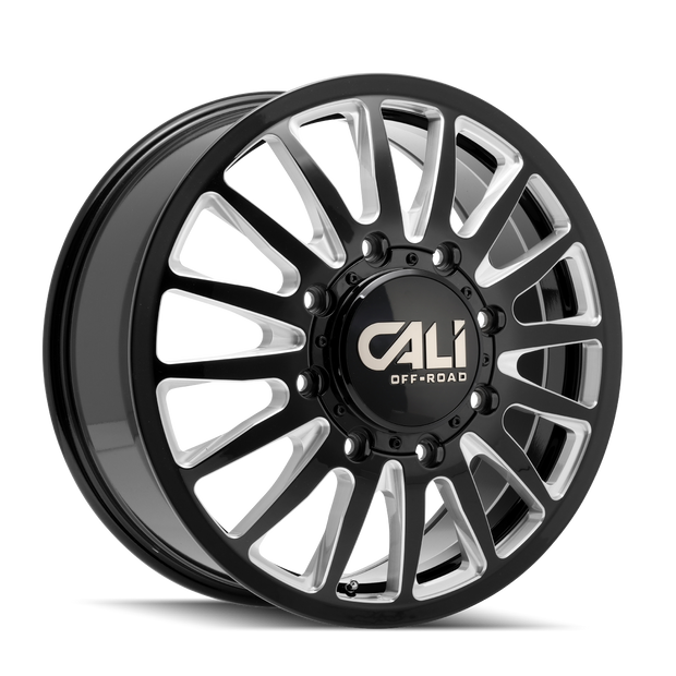 CALI OFF-ROAD SUMMIT DUALLY REAR 9110 GLOSS BLACK/MILLED SPOKES 22X8.25 8-210 -192MM 154.2MM - 9110D-22879BMR192