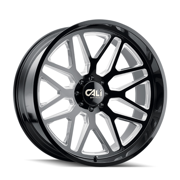 CALI INVADER 9115 GLOSS BLACK/MILLED SPOKES 20X10 8-165.1 -25MM 125.2MM