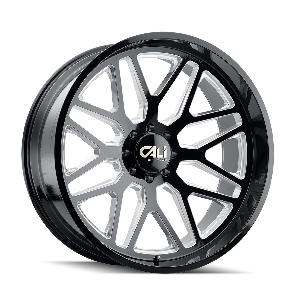 CALI INVADER 9115 GLOSS BLACK/MILLED SPOKES 22X12 6-139.7 -51MM 106.1MM