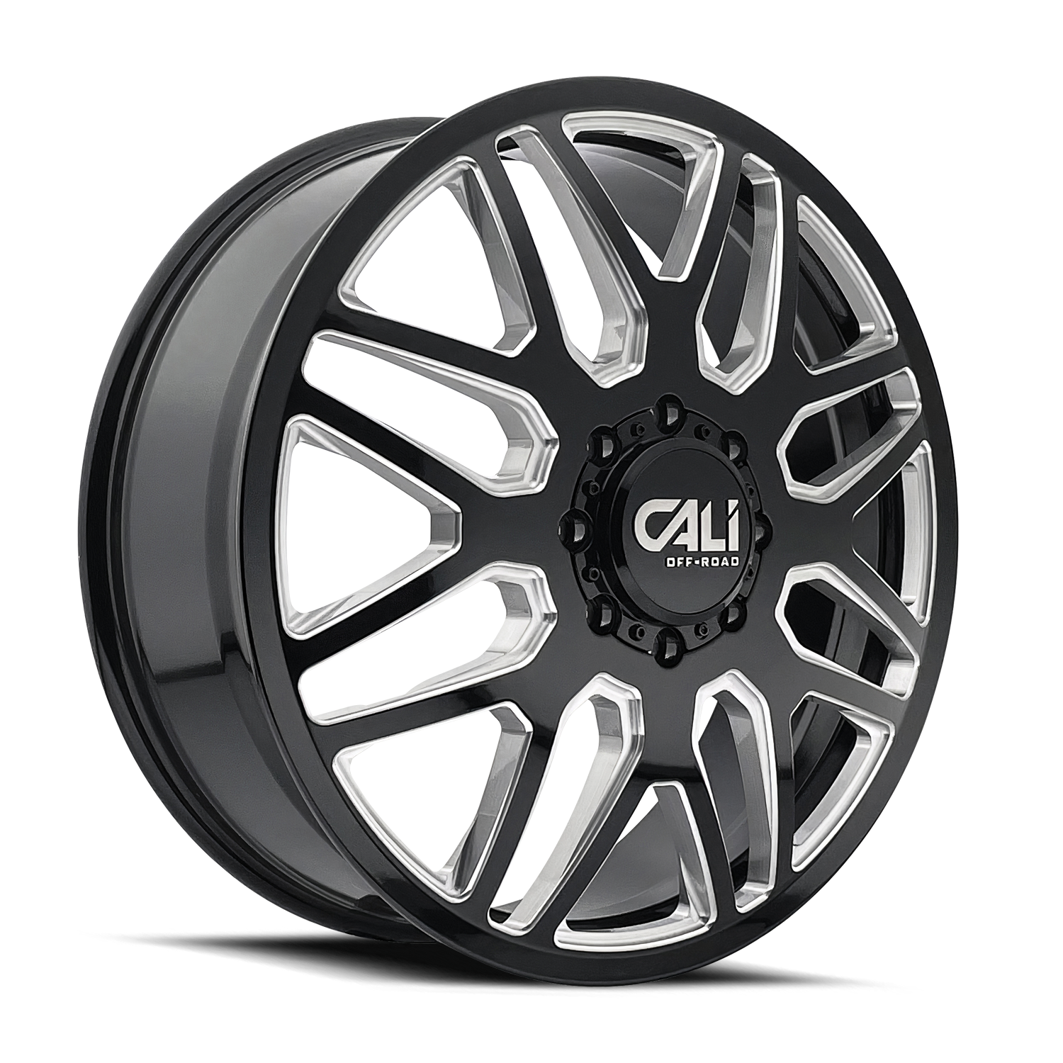 CALI INVADER DUALLY 9115D GLOSS BLACK/MILLED SPOKES 22X8.25 8-200 115MM 142MM
