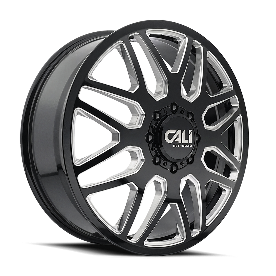 CALI INVADER DUALLY 9115D GLOSS BLACK/MILLED SPOKES 24X8.25 8-200 115MM 142MM