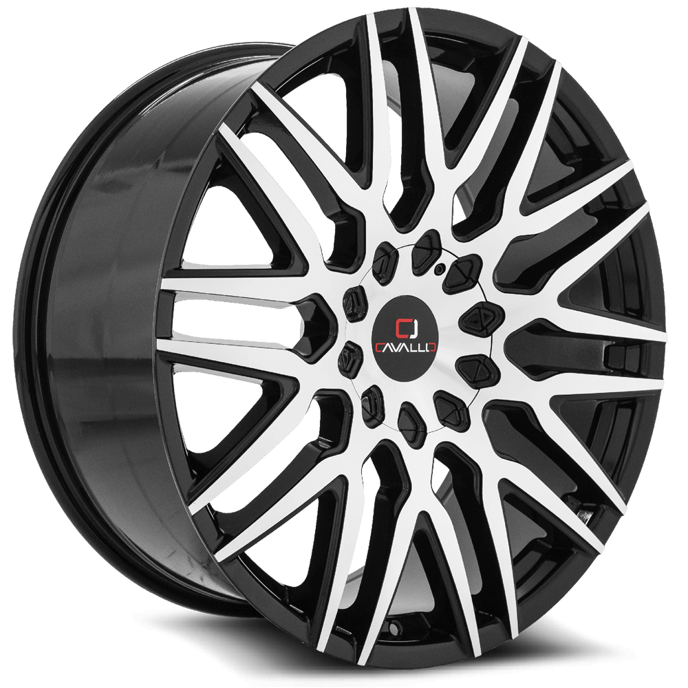 Cavallo CLV-24 22x9.5 5x115/5x120 ET 15 (Gloss Black & Machined) - CLV-2422955115120+15BM