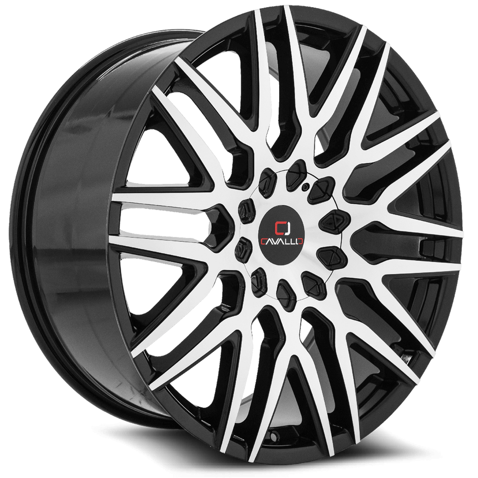 Cavallo CLV-24 22x9.5 5x115/5x120 ET 15 (Gloss Black & Machined) - CLV-2422955115120+15BM