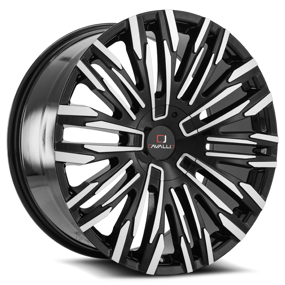 Cavallo CLV-28 22x9.5 5x115/5x120 ET 15 (Gloss Black & Machined) - CLV-2822955115120+15BM