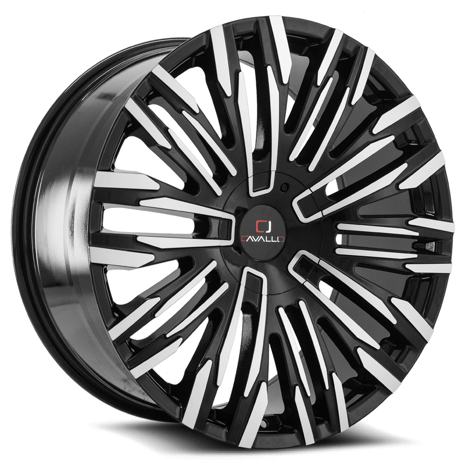 Cavallo CLV-28 22x9.5 5x115/5x120 ET 15 (Gloss Black & Machined) - CLV-2822955115120+15BM