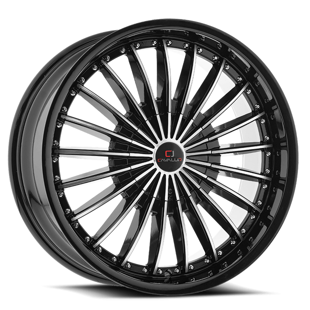 Cavallo CLV-32 22x9.5 6x135/6x139.7 ET 25 (Gloss Black & Machined) - CLV-32229561351397+25BM