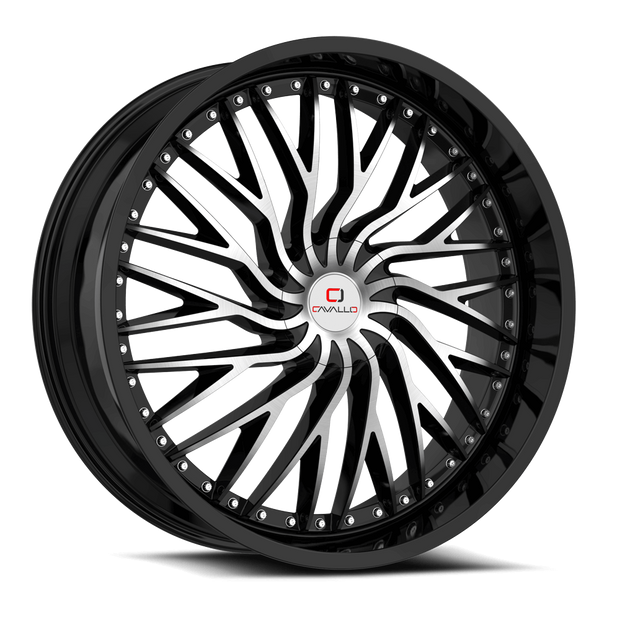 Cavallo CLV-43 22x9.5 6x135/6x139.7 ET 25 (Gloss Black & Machined) - CLV-43229561351397+25BM