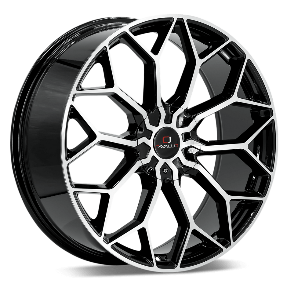 Cavallo CLV-44 20x8.5 5x108/5x114.3 ET 35 (Gloss Black & Machined) - CLV-44208551081143+35BM