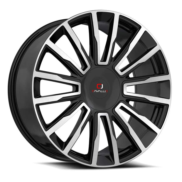 Cavallo CLV-47 22x9.5 6x135/6x139.7 ET 25 (Gloss Black & Machined) - CLV-47229561351397+25BM