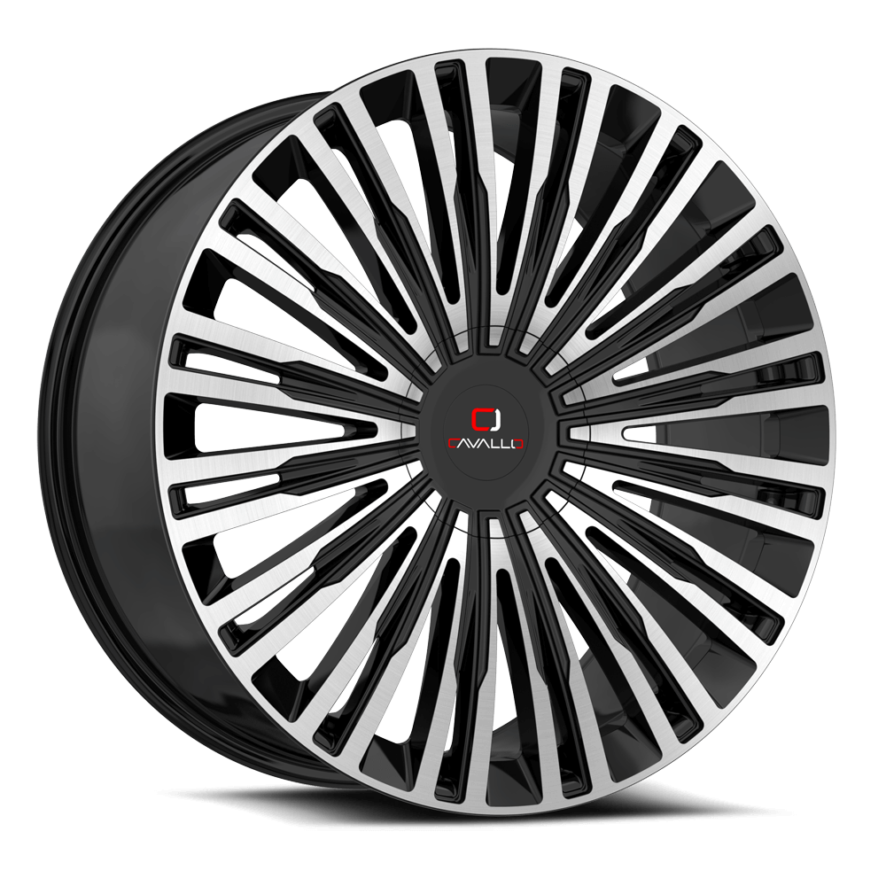 Cavallo CLV-48 22x8.5 5x112/5x114.3 ET 38 (Gloss Black & Machined) - CLV-48228551121143+38BM