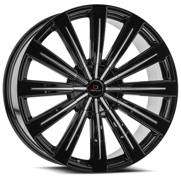 Cavallo CLV-49 22x9.5 5x115/5x120 ET 15 (Gloss Black & Machined) - CLV-4922955115120+15BM