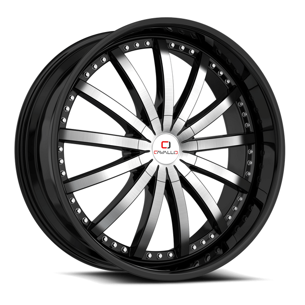 Cavallo CLV-53 22x9.5 6x135/6x139.7 ET 25 (Gloss Black & Machined) - CLV-53229561351397+25BM
