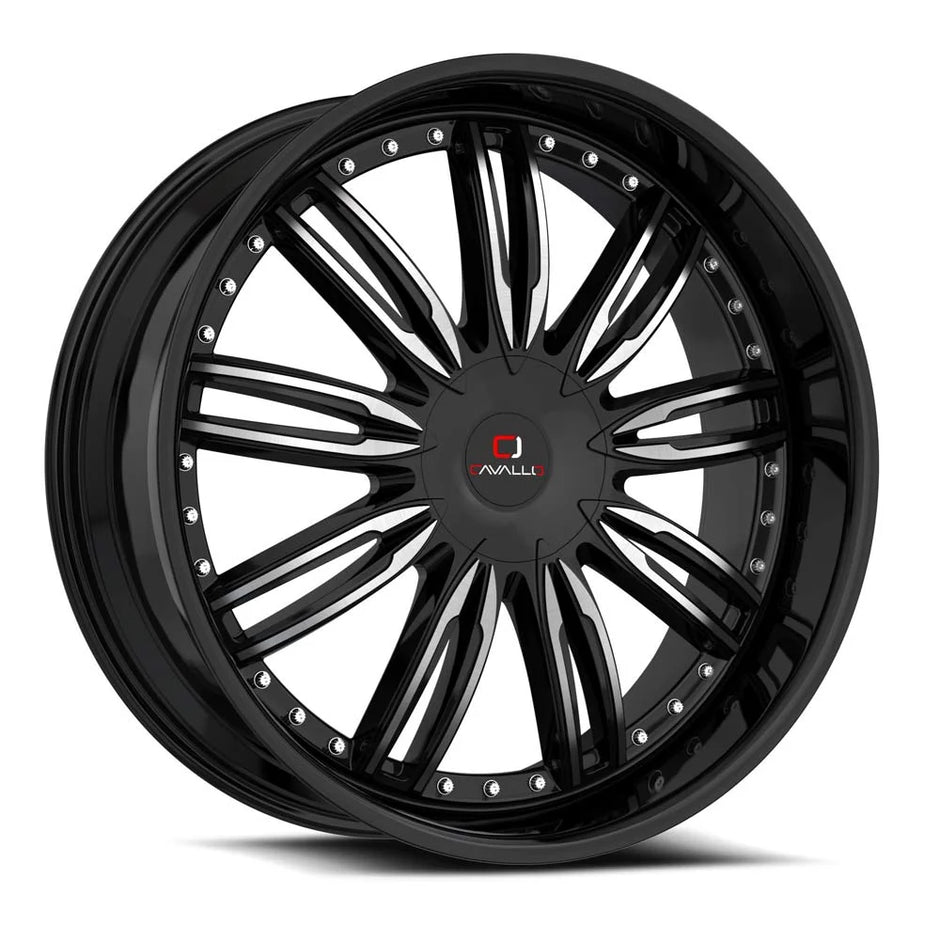 Cavallo CLV-54 20x8.5 5x112/5x114.3 ET 35 (Gloss Black & Machined) - CLV-54208551121143+35BM