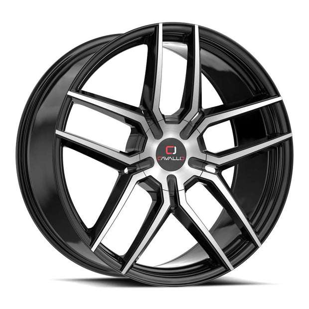 Cavallo CLV-55 22x9.5 5x115/5x120 ET 15 (Gloss Black & Machined) - CLV-5522955115120+15BM