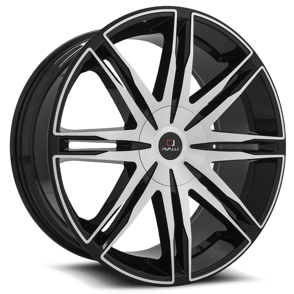 Cavallo CLV-18 22x8.5 5x108 ET 38 (Gloss Black & Machined) - CLV-1822855108+38BM