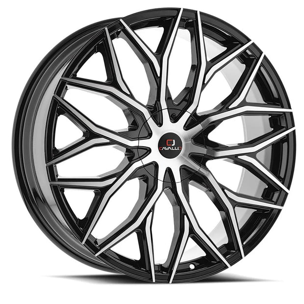 Cavallo CLV-37 22x9.5 6x135/6x139.7 ET 25 (Gloss Black & Machined) - CLV-37229561351397+25BM