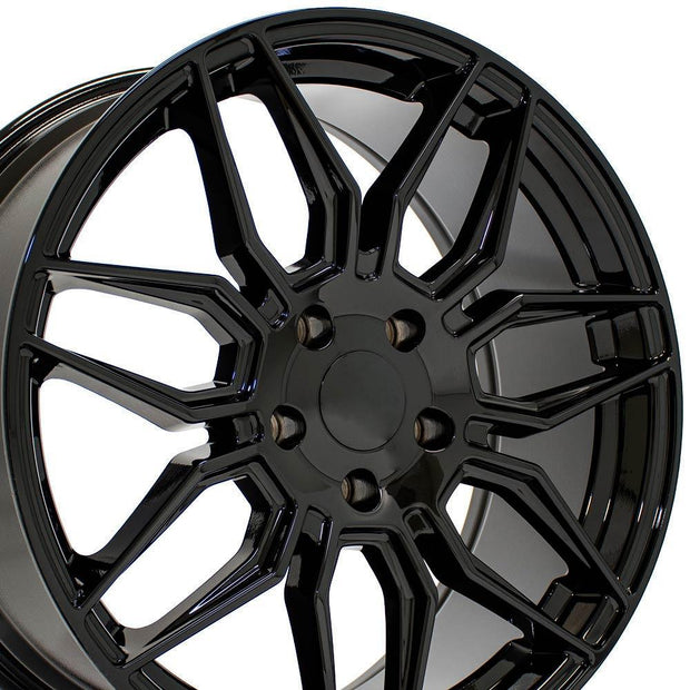 OE Wheels 19" Replica CV03D fits Chevrolet C8 Corvette 19x8.5 Gloss Black - CV03D-19085-5120-51B