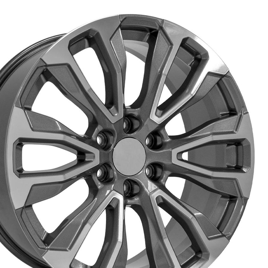 OE Wheels 22" Replica CV30 fits GMC Yukon 1500 22x9 Gunmetal Machined - CV30-22090-6550-28MG