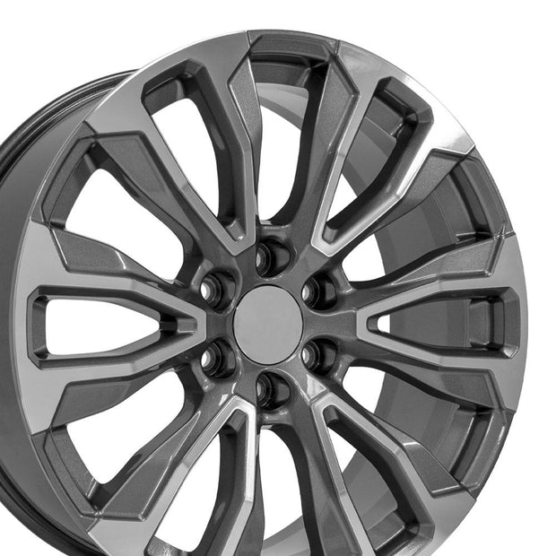OE Wheels 22" Replica CV30 fits GMC Yukon 1500 22x9 Gunmetal Machined - CV30-22090-6550-28MG