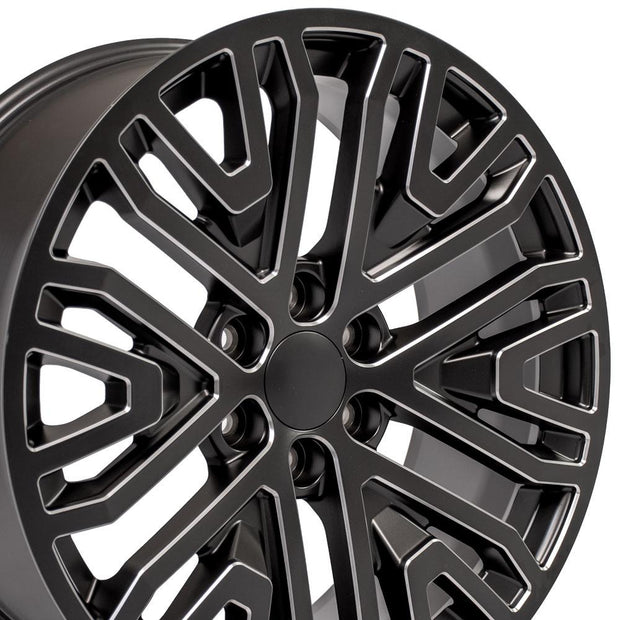 OE Wheels 22" Replica CV37 fits GMC Sierra 22x9 Black Milled - CV37-22090-6550-28B1M
