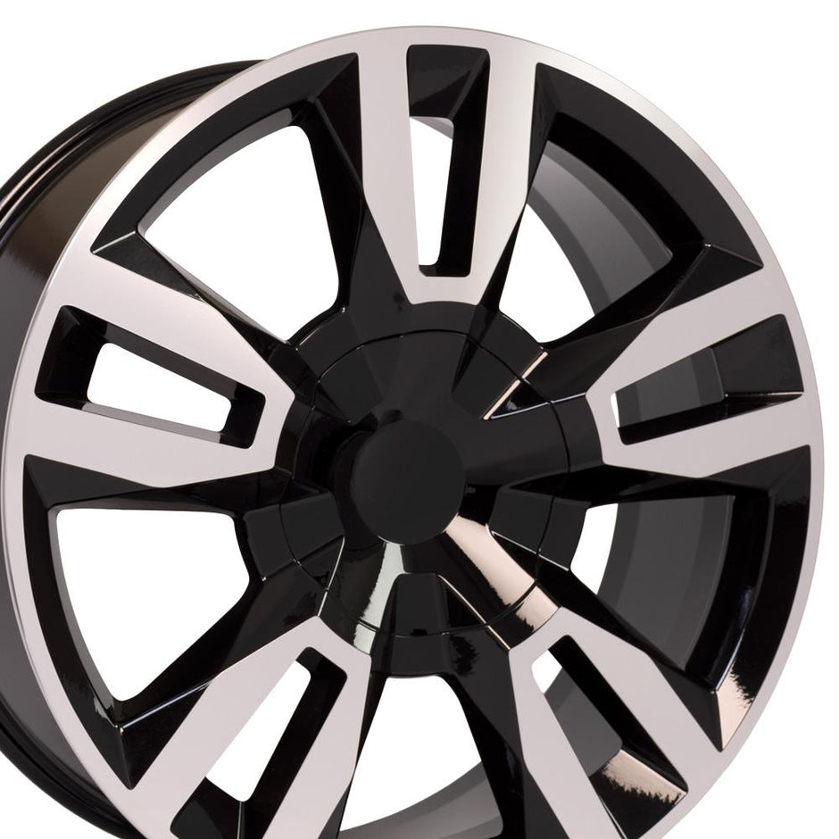 OE Wheels 22" Replica CV40 fits Chevrolet Tahoe 22x9 Black Mach'd - CV40-22090-6550-24MB
