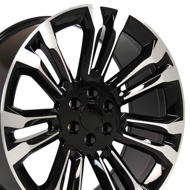 OE Wheels 24" Replica CV43 fits Chevrolet Silverado 1500 24x10 Black Machined - CV43B-24100-6550-24MB