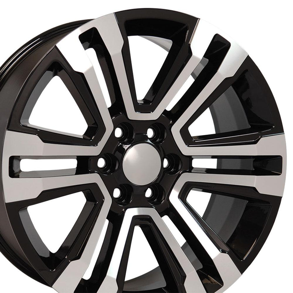OE Wheels 22" Replica CV44 fits GMC Yukon 22x9 Black Mach'd - CV44-22090-6550-24MB