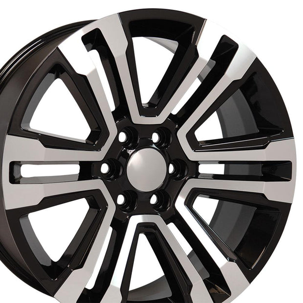 OE Wheels 22" Replica CV44 fits GMC Yukon 22x9 Black Mach'd - CV44-22090-6550-24MB