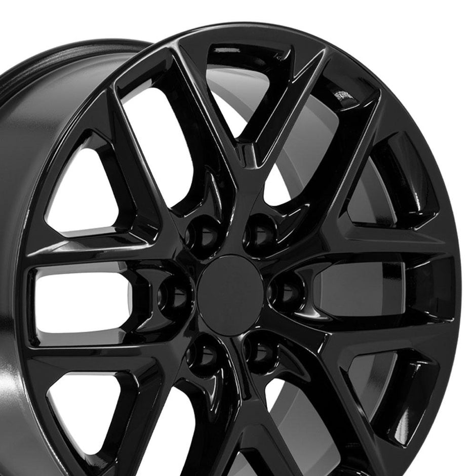 OE Wheels 20" Replica CV62 fits Chevrolet Silverado 20x9 Gloss Black - CV62-20090-6550-28B