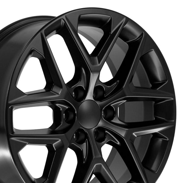 OE Wheels 22" Replica CV62 fits Chevrolet Silverado 22x9 Gloss Black - CV62-22090-6550-28B1