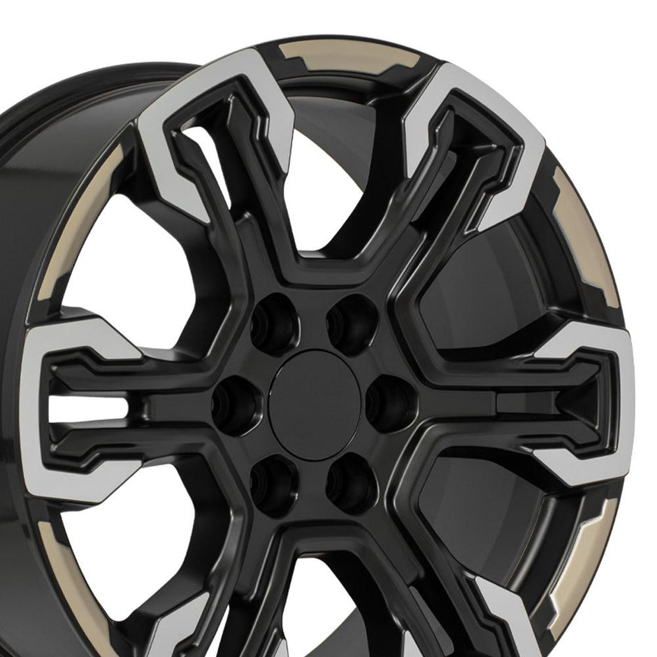 OE Wheels 20" Replica CV65 fits Chevrolet Silverado 20x9 Gloss Black - CV65-20090-6550-26MB12