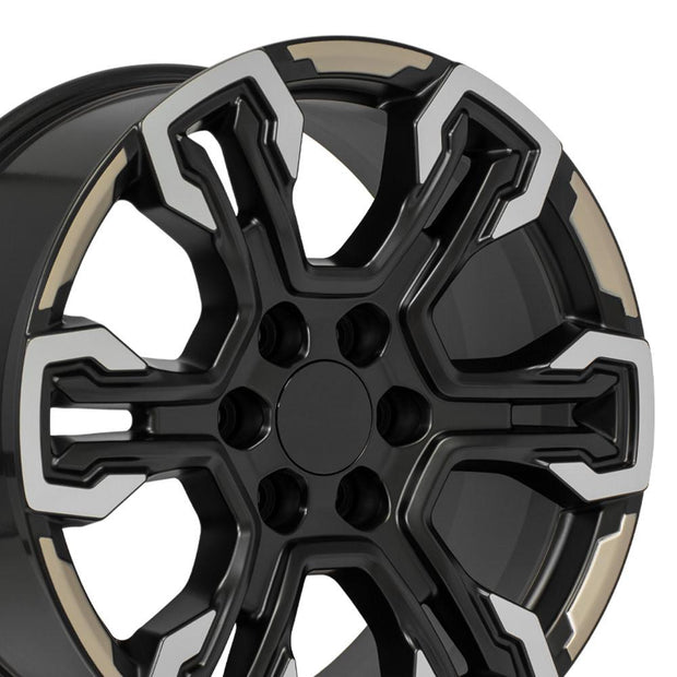 OE Wheels 20" Replica CV65 fits Chevrolet Silverado 20x9 Gloss Black - CV65-20090-6550-26MB12