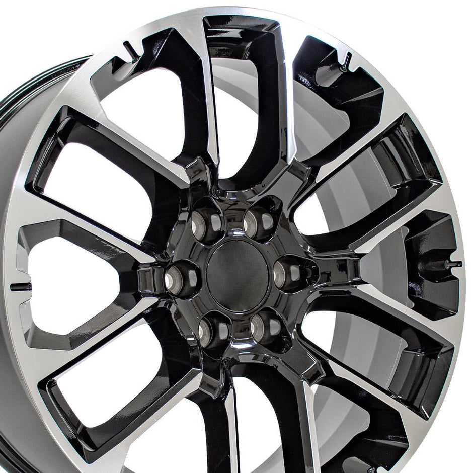 OE Wheels 22" Replica CV67 fits Chevrolet Suburban 1500 22x9 Black Machined - CV67-22090-6550-28MB