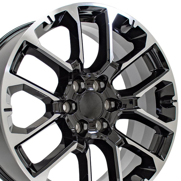 OE Wheels 22" Replica CV67 fits Chevrolet Suburban 1500 22x9 Black Machined - CV67-22090-6550-28MB
