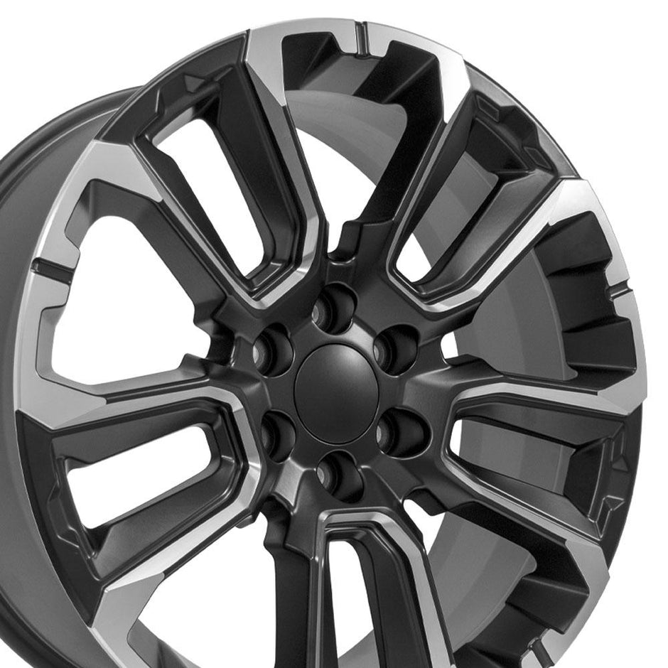OE Wheels 22" Replica CV68 fits Chevrolet Suburban 1500 22x9 Satin Black with Milled Edge - CV68-22090-6550-28B1M