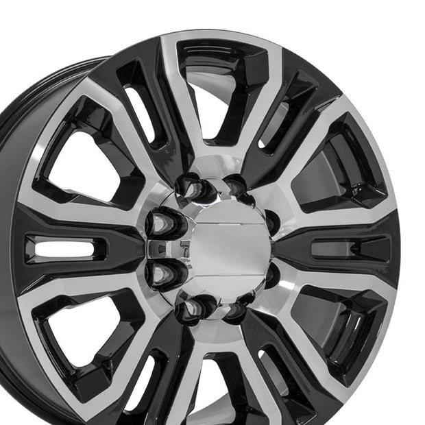 OE Wheels 20" Replica CV70B fits GMC Sierra 2500 3500 HD Denali 20x8.5 Black Machined - CV70B-20085-8180-47MB