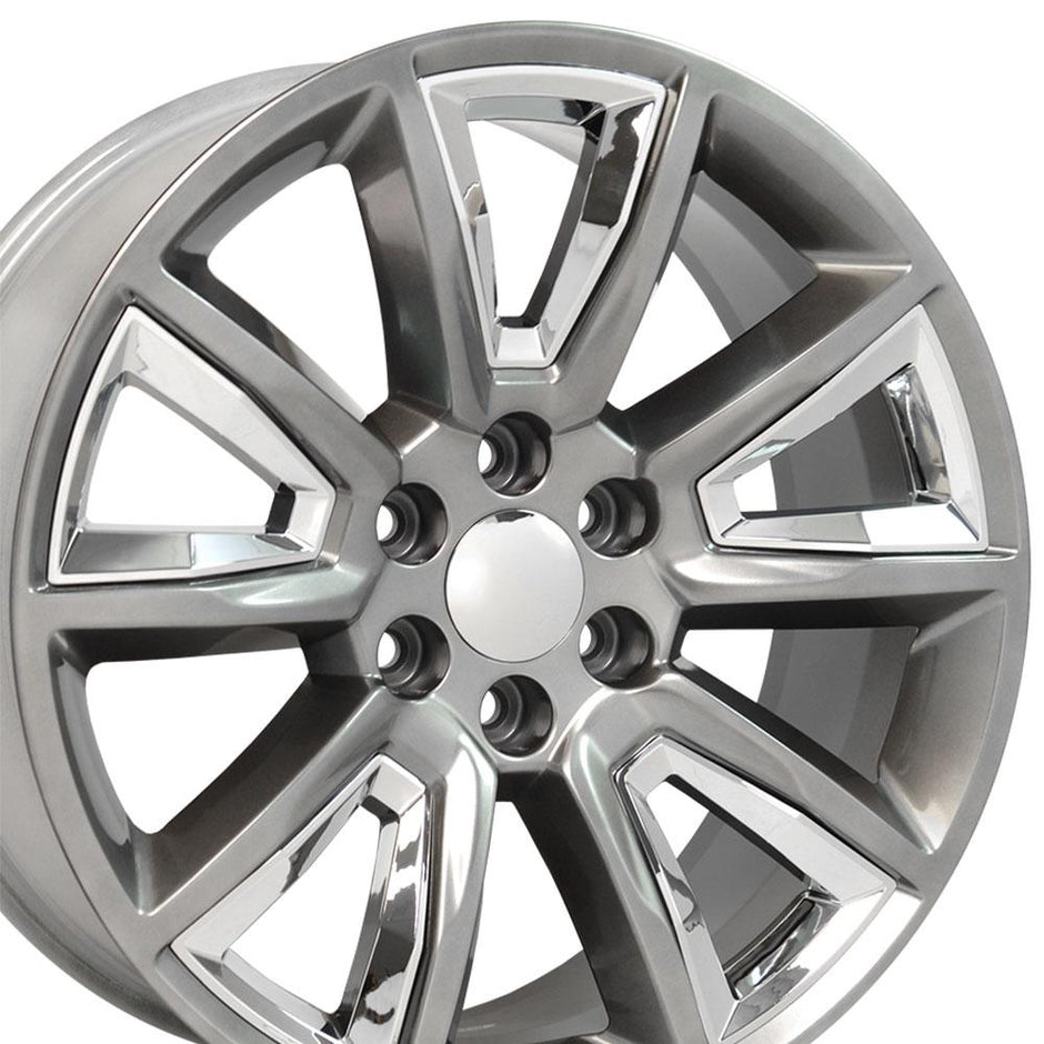 OE Wheels 22" Replica CV73B fits Chevrolet Tahoe 22x9 Hyper w/Chrome - CV73B-22090-6550-24HB-ic
