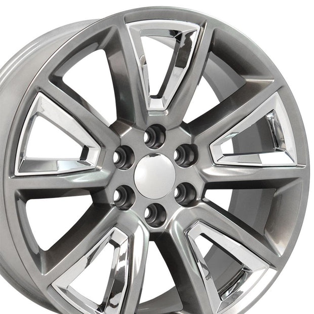 OE Wheels 22" Replica CV73B fits Chevrolet Tahoe 22x9 Hyper w/Chrome - CV73B-22090-6550-24HB-ic