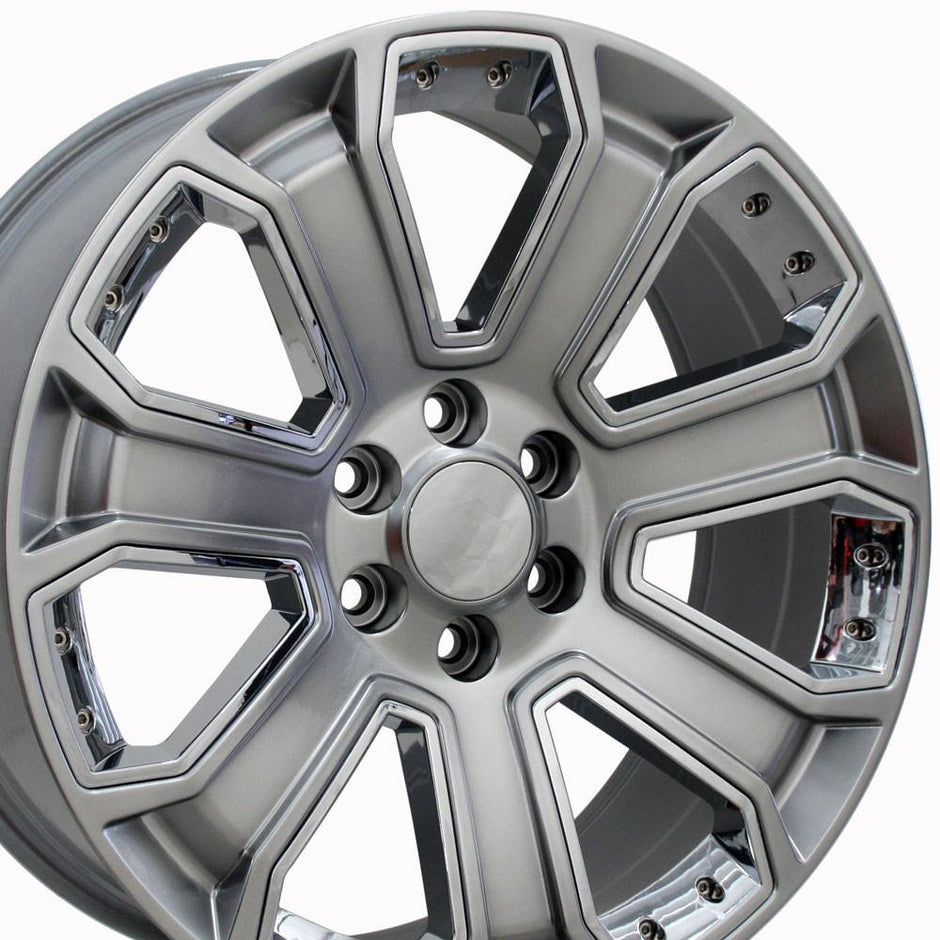 OE Wheels 22" Replica CV93B fits Chevy Silverado 22x9 Hyper Black with Chrome Insert - CV93B-22090-6550-24HB-ic