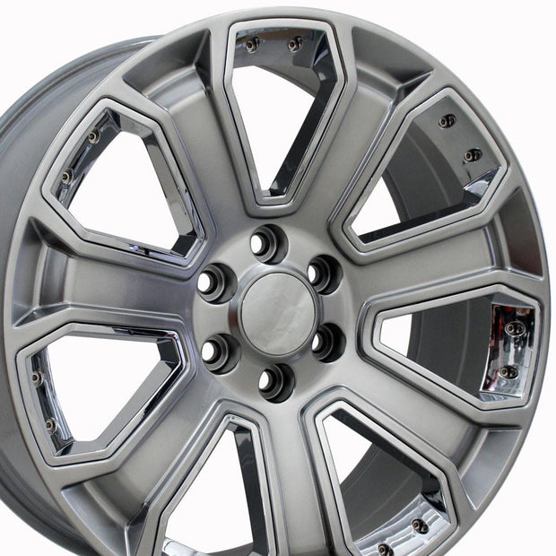 OE Wheels 22" Replica CV93B fits Chevy Silverado 22x9 Hyper Black with Chrome Insert - CV93B-22090-6550-24HB-ic