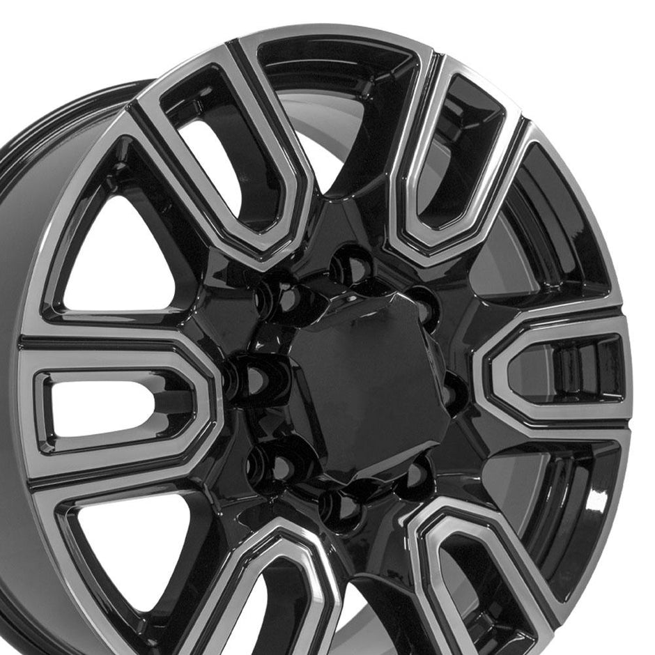 OE Wheels 20" Replica CV96B fits GMC Sierra 2500/3500 20x8.5 Black Machined - CV96B-20085-8180-47MB