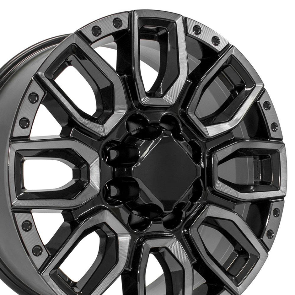 OE Wheels 20" Replica CV97A GMC Sierra 2500/3500 20x8.5 Black Milled Edge w/ Tinted Clear - CV97A-20085-8650-12BMT
