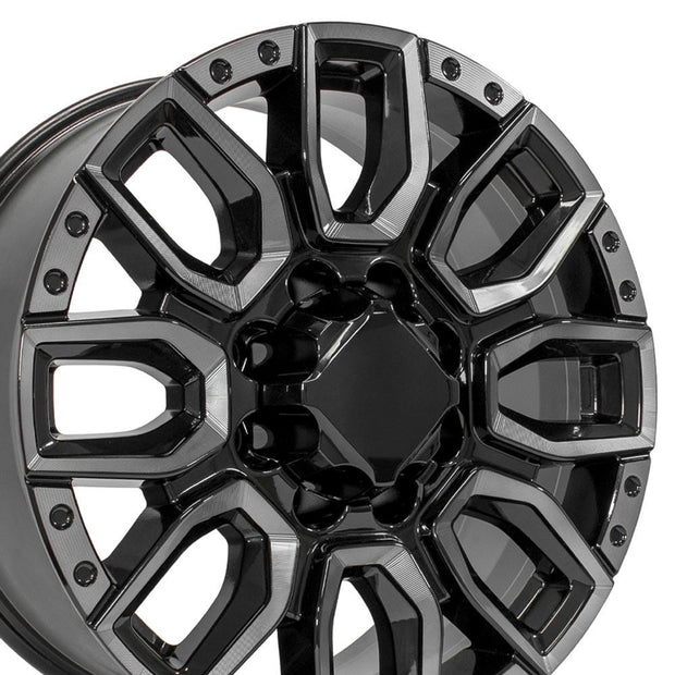 OE Wheels 20" Replica CV97A GMC Sierra 2500/3500 20x8.5 Black Milled Edge w/ Tinted Clear - CV97A-20085-8650-12BMT