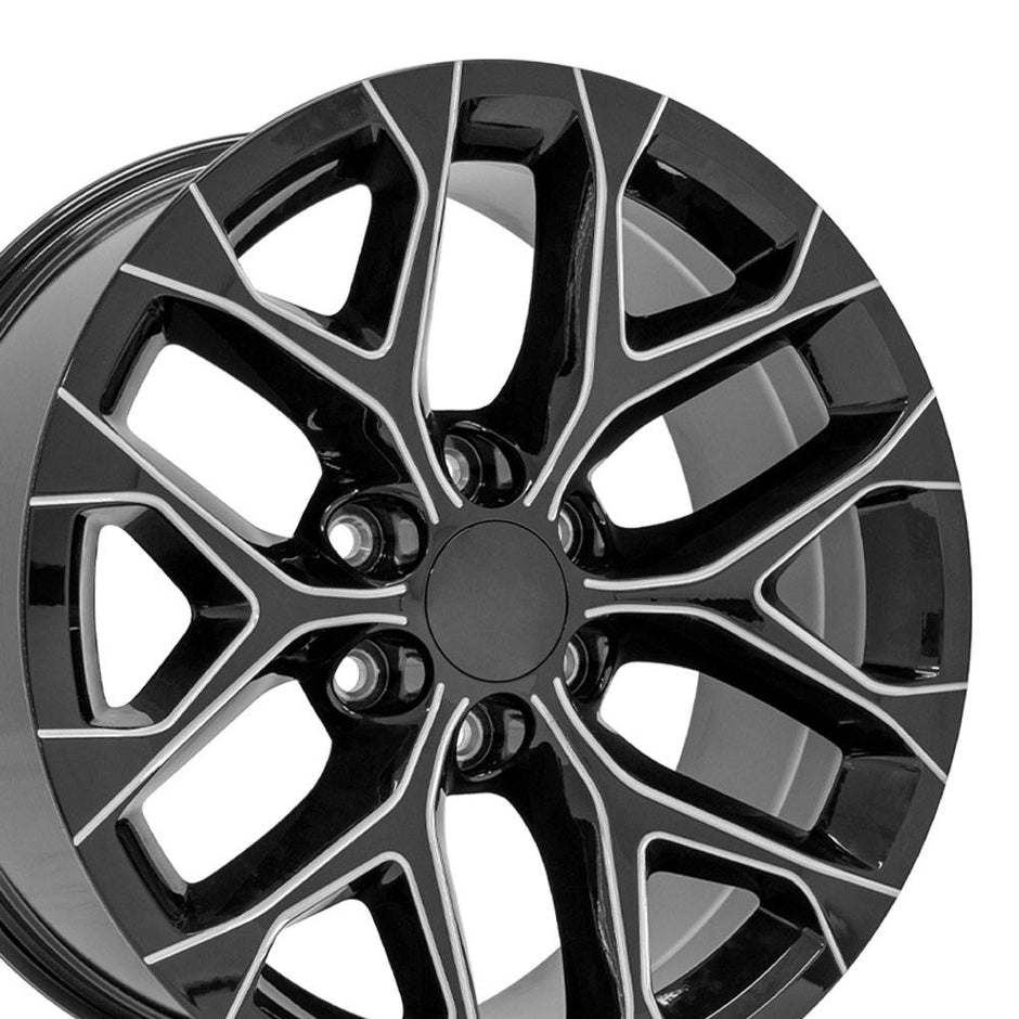 OE Wheels 20" Replica CV98B fits Chevy Silverado 20x9 Black Milled - CV98B-20090-6550-24BM