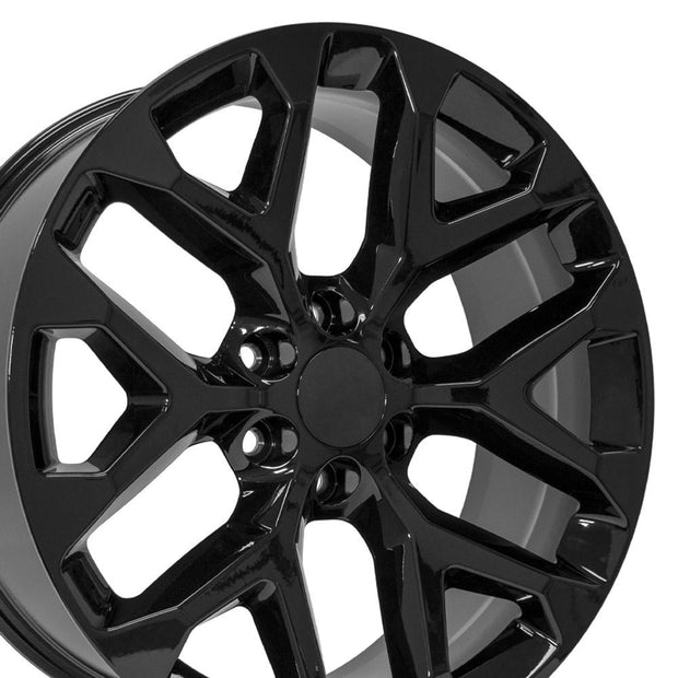 OE Wheels 22" Replica CV98B fits Chevy Silverado 22x9 Gloss Black - CV98B-22090-6550-24B