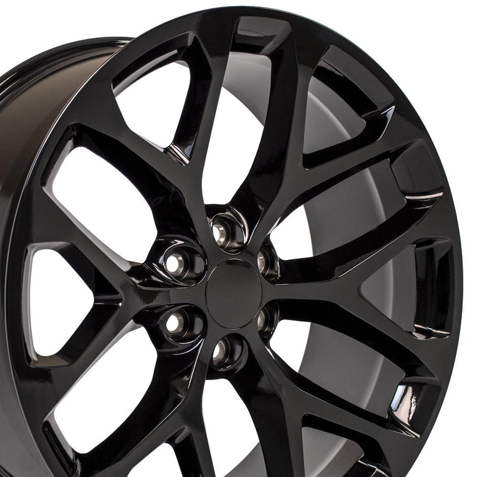 OE Wheels 24" Replica CV98B fits Chevy Silverado 24x10 Gloss Black - CV98B-24100-6550-24B