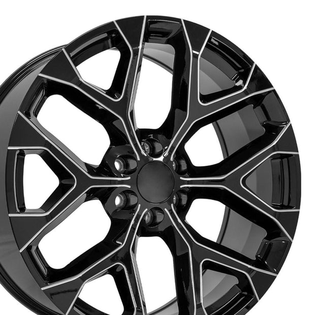 OE Wheels 24" Replica CV98B fits Chevy Silverado 24x10 Black with Milled Edge - CV98B-24100-6550-24BM