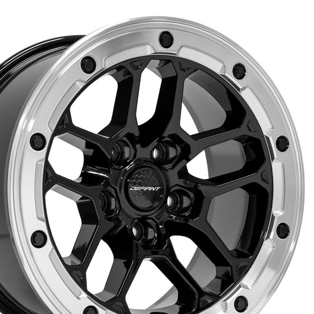 DEFIANT DEFIANT DF01 17x8x127 +12et in Gloss Black w/ Milled Ring - DF01-17080-5127-12MB