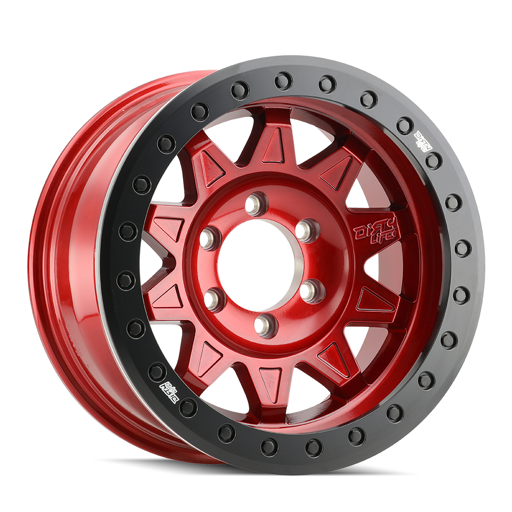 DIRTY LIFE ROADKILL RACE 9302 CRIMSON CANDY RED W/ BLACK RING 17X9 5-127 -14MM 71.5MM NOT DOT APPROVED