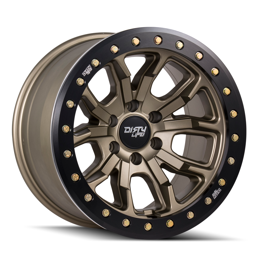 Dirty Life Dt-1 Satin Gold W/Simulated Beadlock Ring 17x9 5-127 -38mm 78.1mm - 9303-7973MGD38